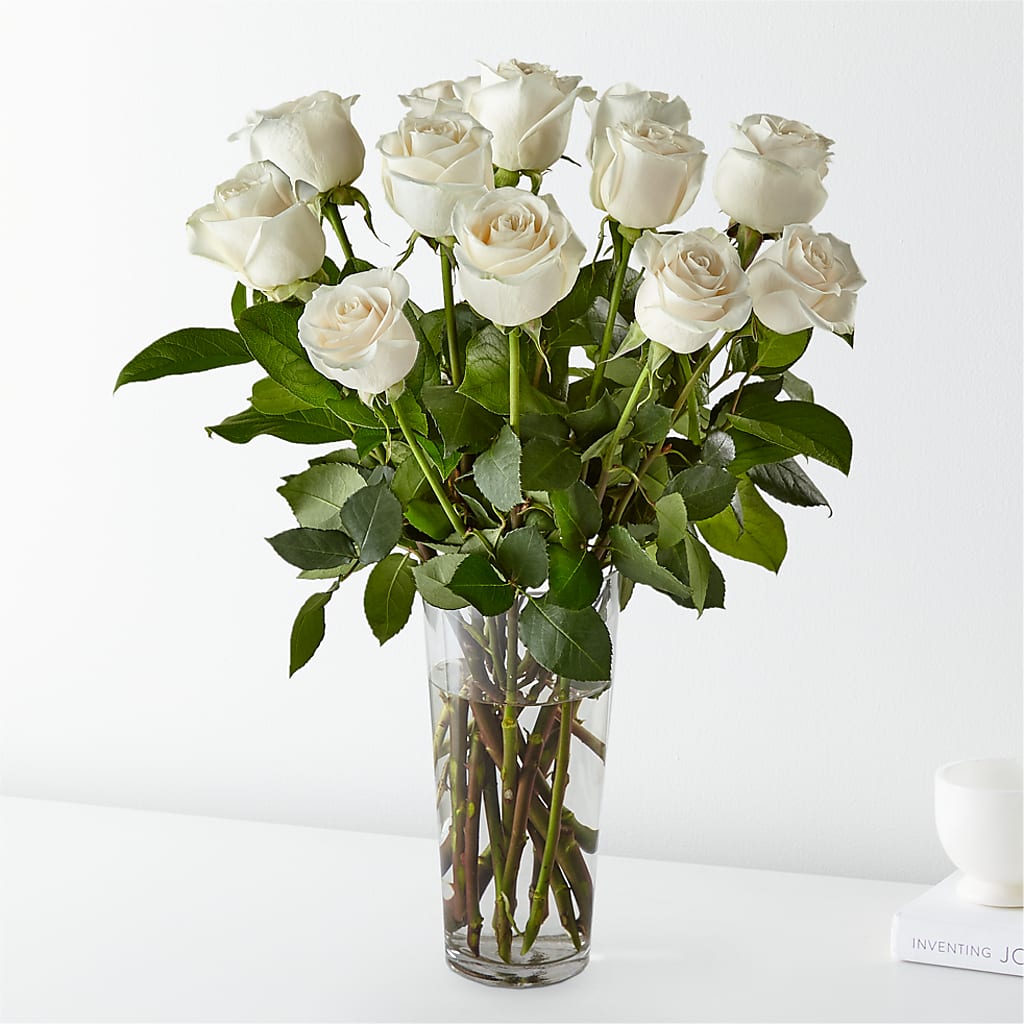 Long Stem White Rose Bouquet – Mossholders Floral, Arvada CO