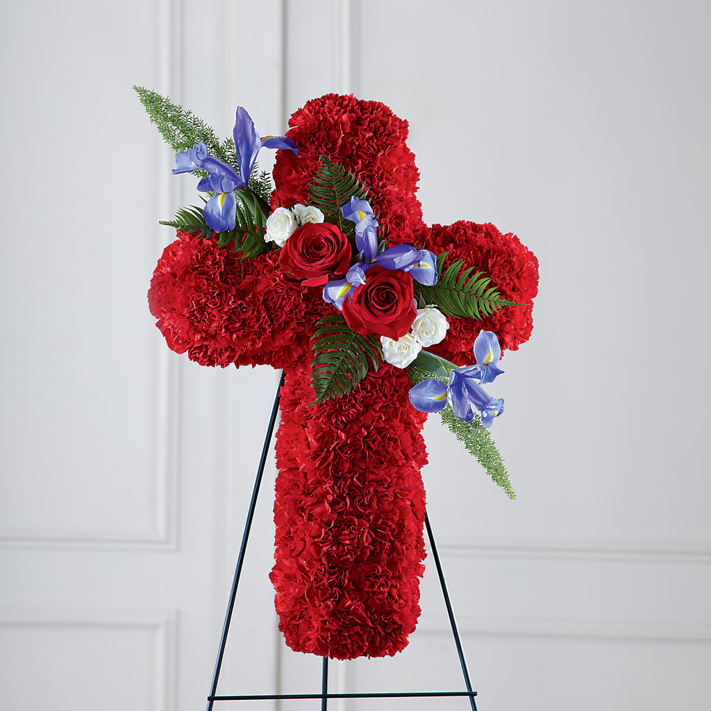 Faithful Hero Floral Cross – Mossholders Floral, Arvada CO