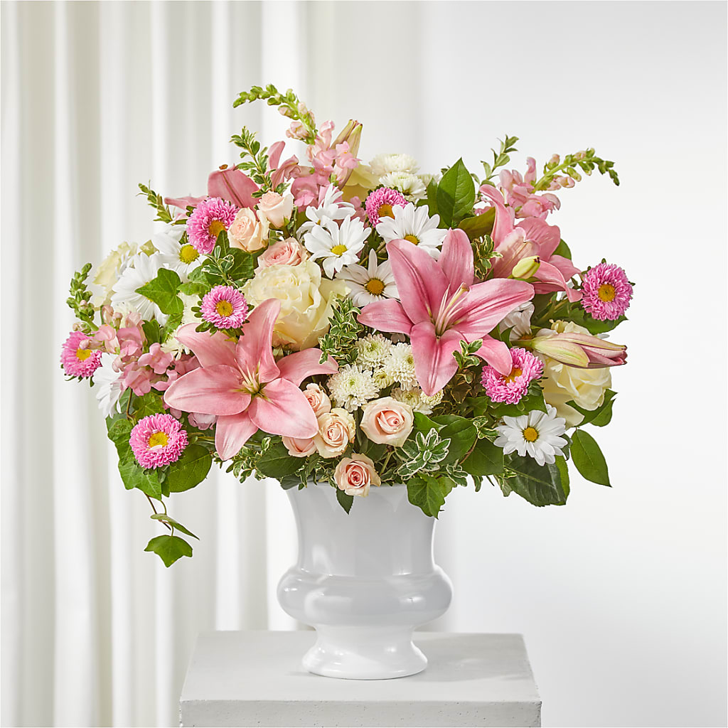 Empathetic Blooms Urn Arrangement – Mossholders Floral, Arvada CO
