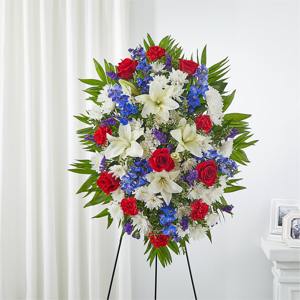 Cherished Service Standing Spray – Mossholders Floral, Arvada CO