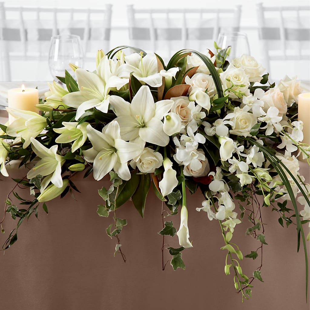 White Linen Arrangement – Mossholders Floral, Arvada CO
