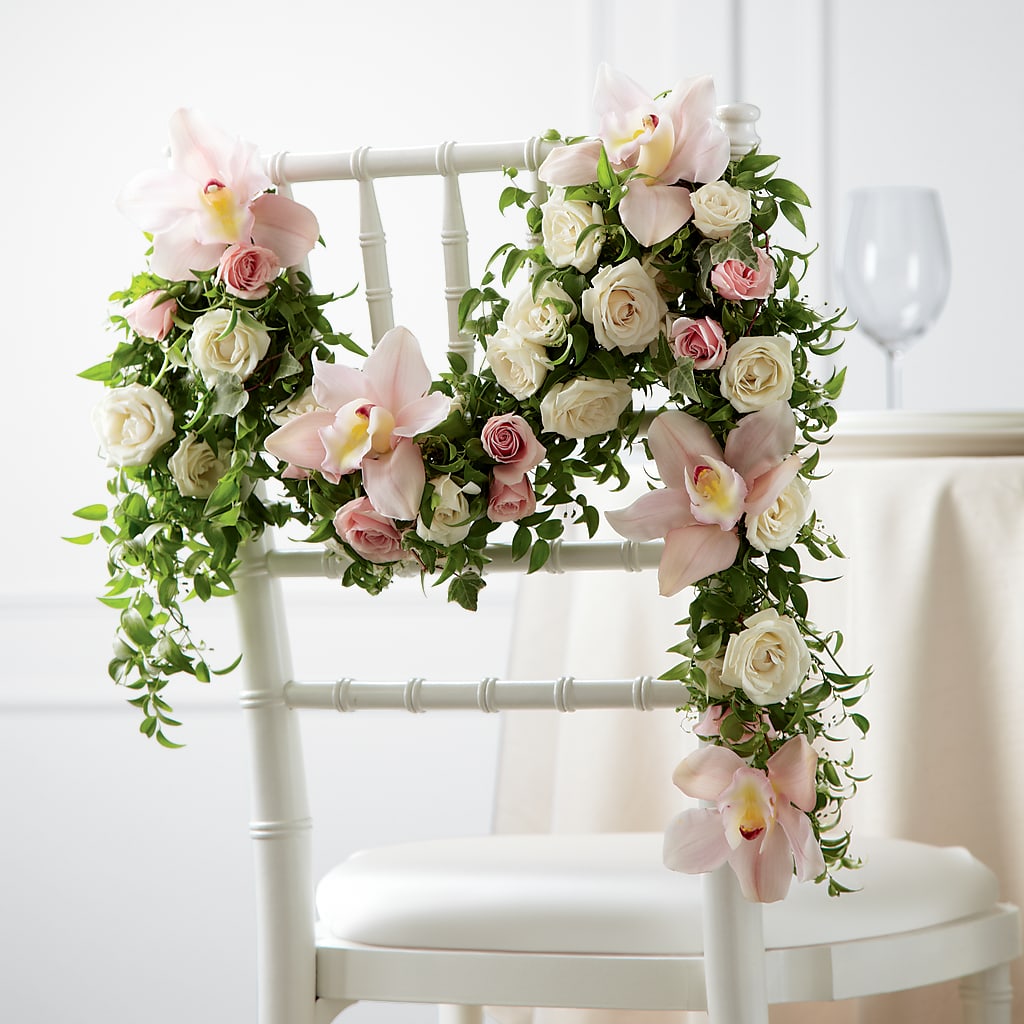 Orchid Rose Chair Décor – Mossholders Floral, Arvada CO