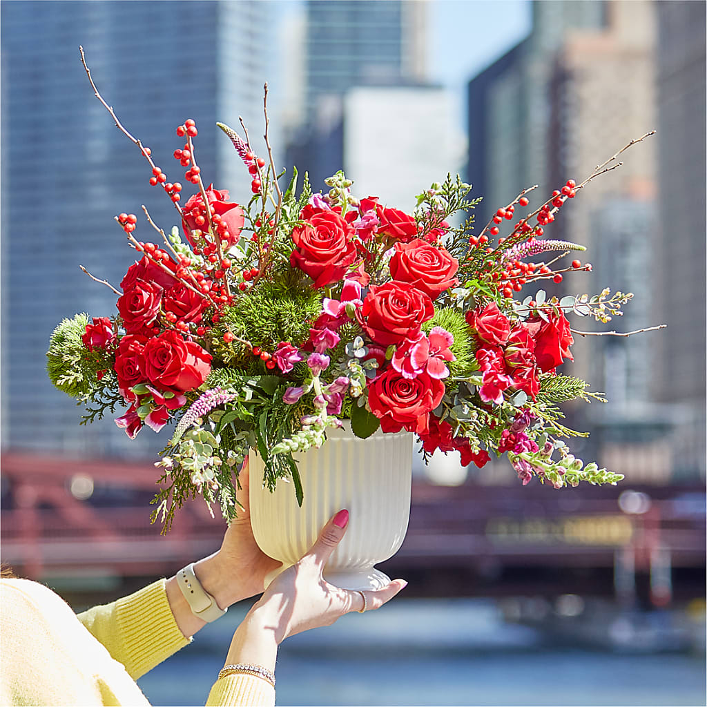 Big Red Bow Bouquet –  Mossholders Floral, Arvada CO