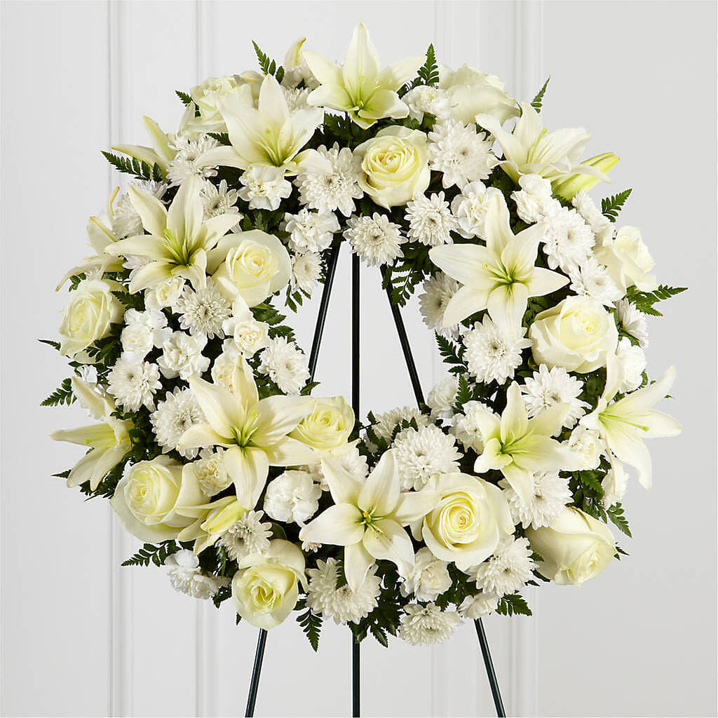 Treasured Tribute Wreath –  Mossholders Floral, Arvada CO