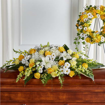 Golden Harmony Casket Spray –  Mossholders Floral, Arvada CO