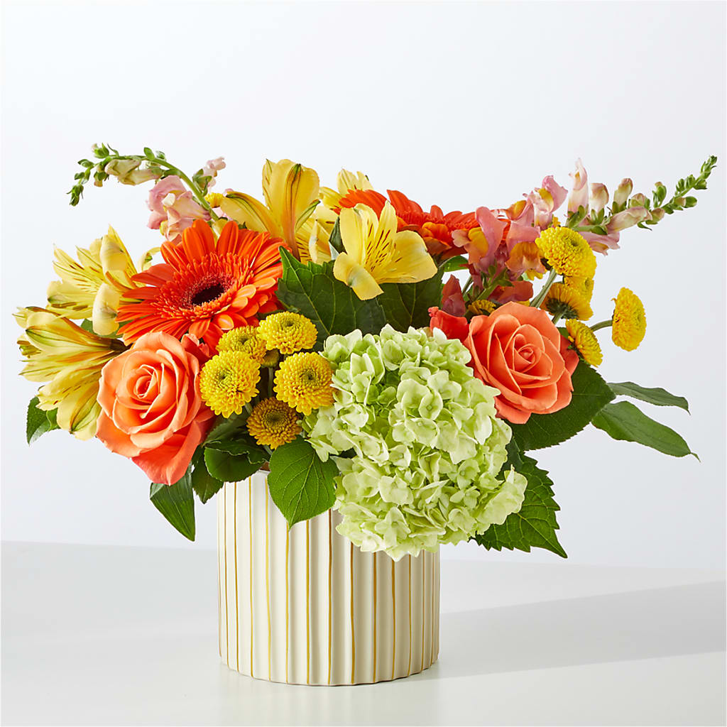 Autumn Sunshine Bouquet with Ivory Vase –  Mossholders Floral, Arvada CO