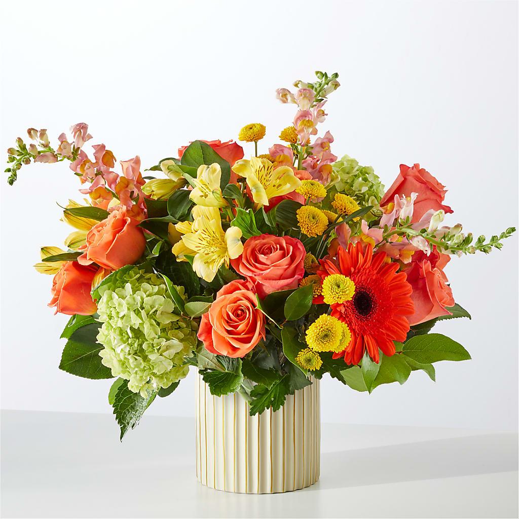 Autumn Sunshine Bouquet with Ivory Vase –  Mossholders Floral, Arvada CO