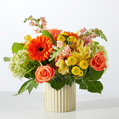 Autumn Sunshine Bouquet with Ivory Vase –  Mossholders Floral, Arvada CO