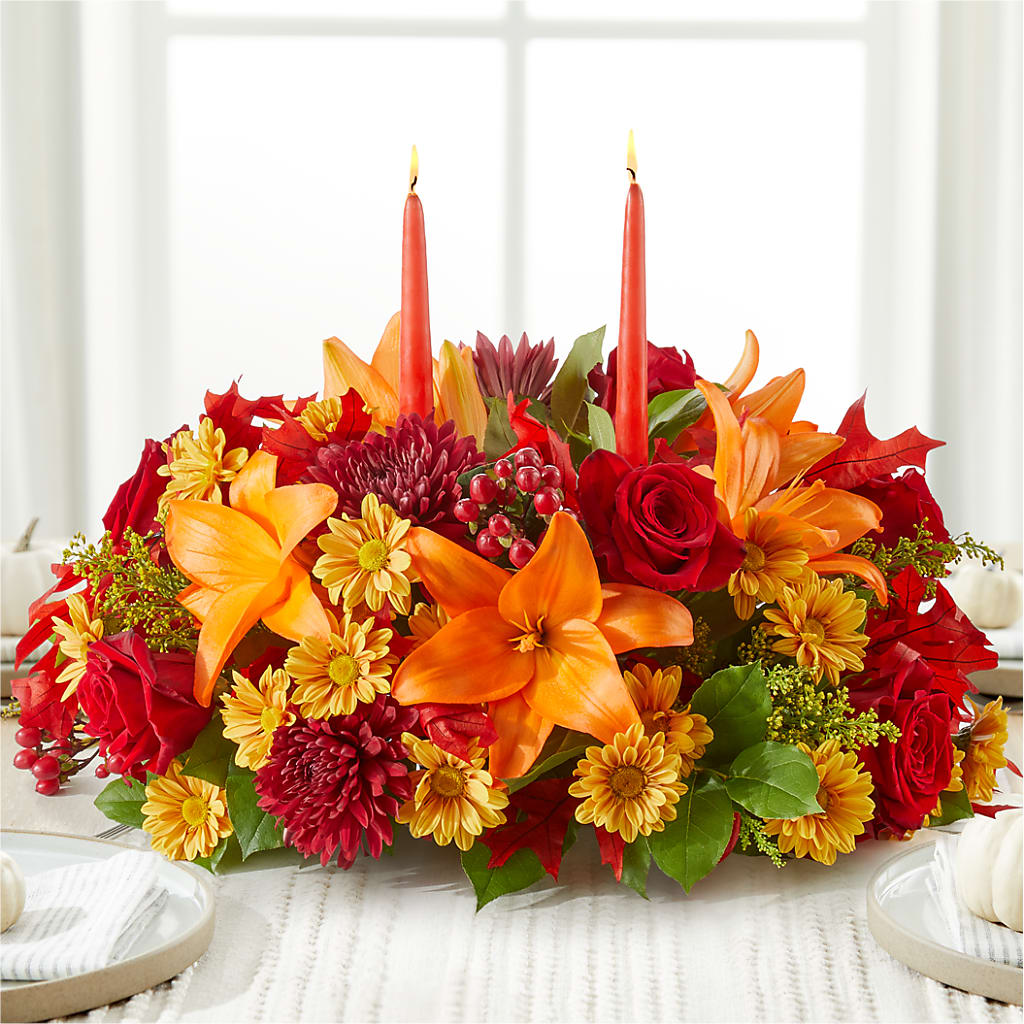 Autumn's Embrace Centerpiece –  Mossholders Floral, Arvada CO